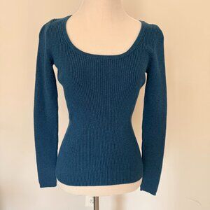 ✨ MODA International by Victoria’s Secret Teal Ribbed Stretch Sweater – Size S